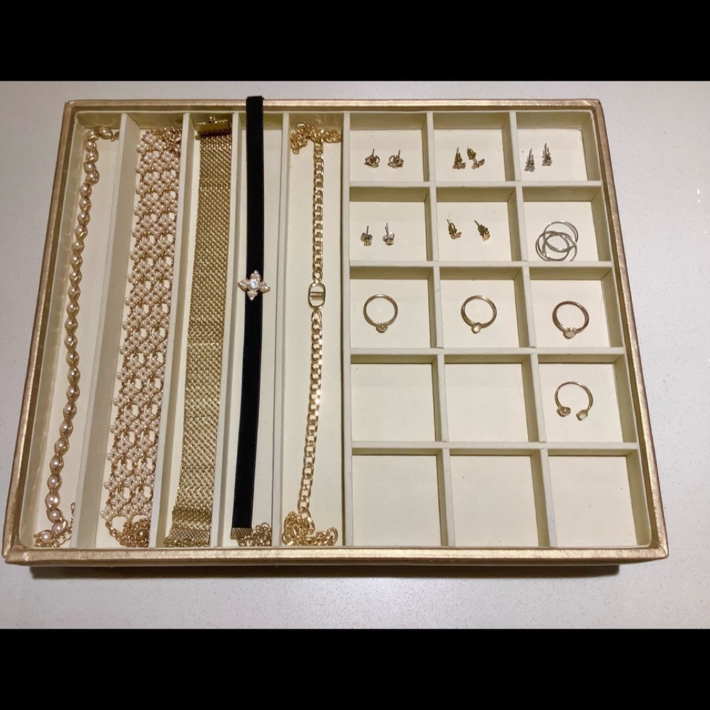 Two layers Jewelry box with all jewelries